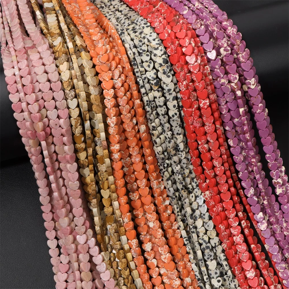 Natural Heart Shape Stone Bead Muticolor Emperor Quartz Agat Loose Spacer Beads For Jewelry Making Bracelet Necklace Earring DIY