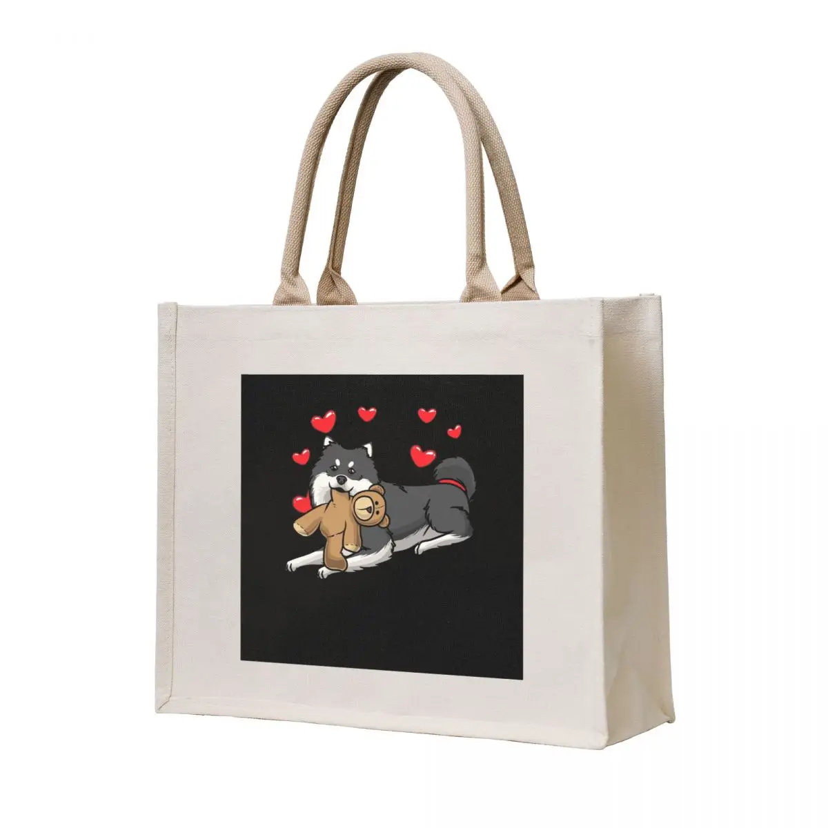 

Finnish Lapphund Dog With Stuffed Animal Tote Bag large tote bag Canvas bag luxury women bags woman 2025