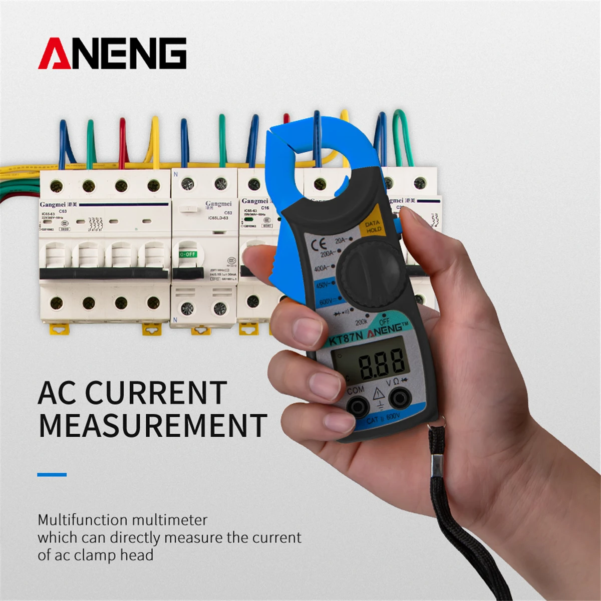 ANENG KT87N Mini Digital Clamp Meters AC/DC Voltage AC Current 600v True RMS Multimeter Capacitance Electrical Tester Tools