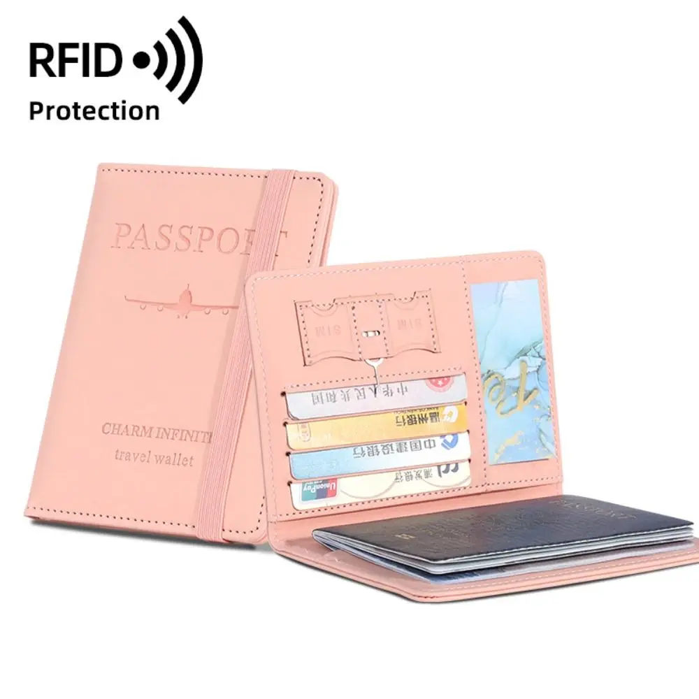 

With RFID PU Leather Passport Holder Travel Wallet Certificate Storage Bag Passport Protective Cover Credit Card Ticket Holder
