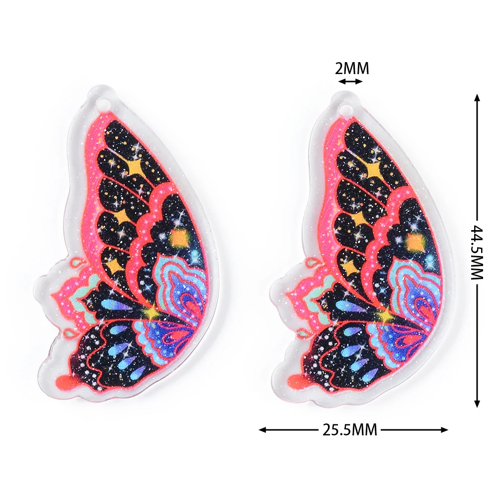 6pc Butterfly/Animal/Rose Painting Acrylic Pendant Jewelry Accessories Handmade Connector DIY Women\'s Earring Components