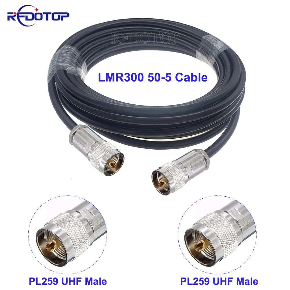 1Pcs LMR-300 PL259 UHF Male to UHF Male/Female Connector LMR300 Cable 50-5 Low Loss Extension 50 Ohm RF Coaxial Jumper Pigtail
