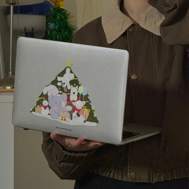 

Christmas Cute Glitter Laptop Case For Macbook Neo New Air Pro 13 14 15 16 M1 M2 M3 M4 M5 Chip For MacBook Hard Protective Cover