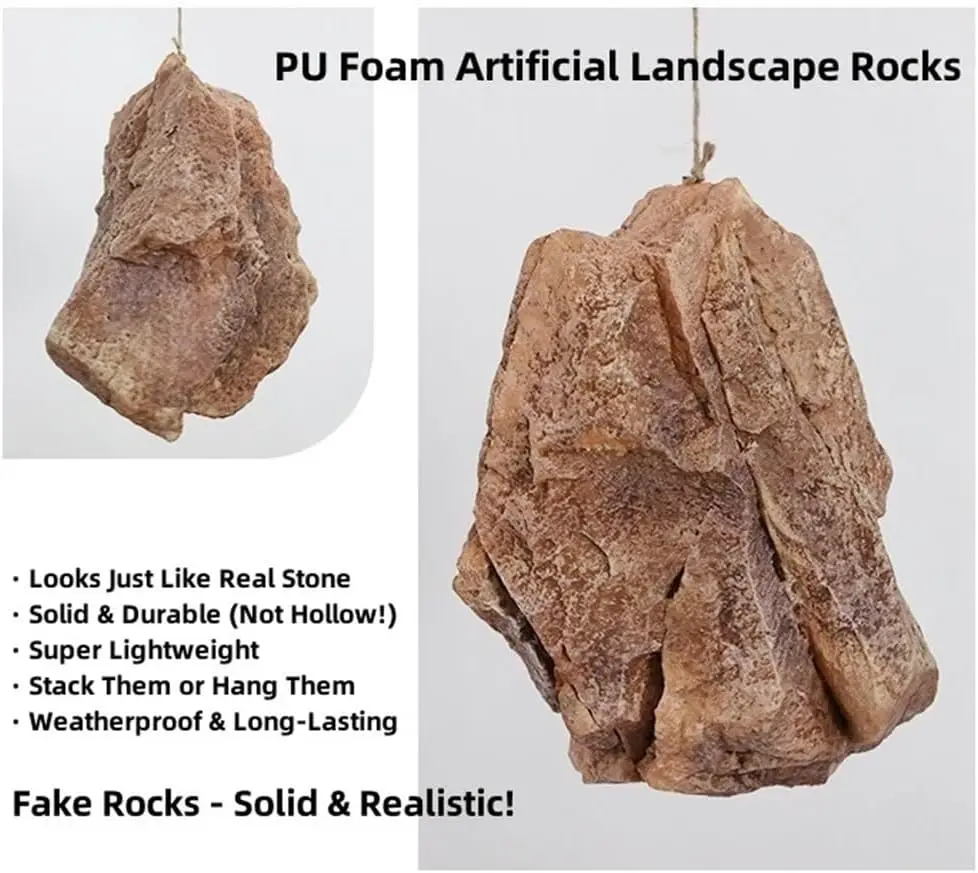 PU Foam Faux Rocks Lightweight Artificial Stone Fake Rock Cover for Well Yard Garden Outdoor Landscaping Decor