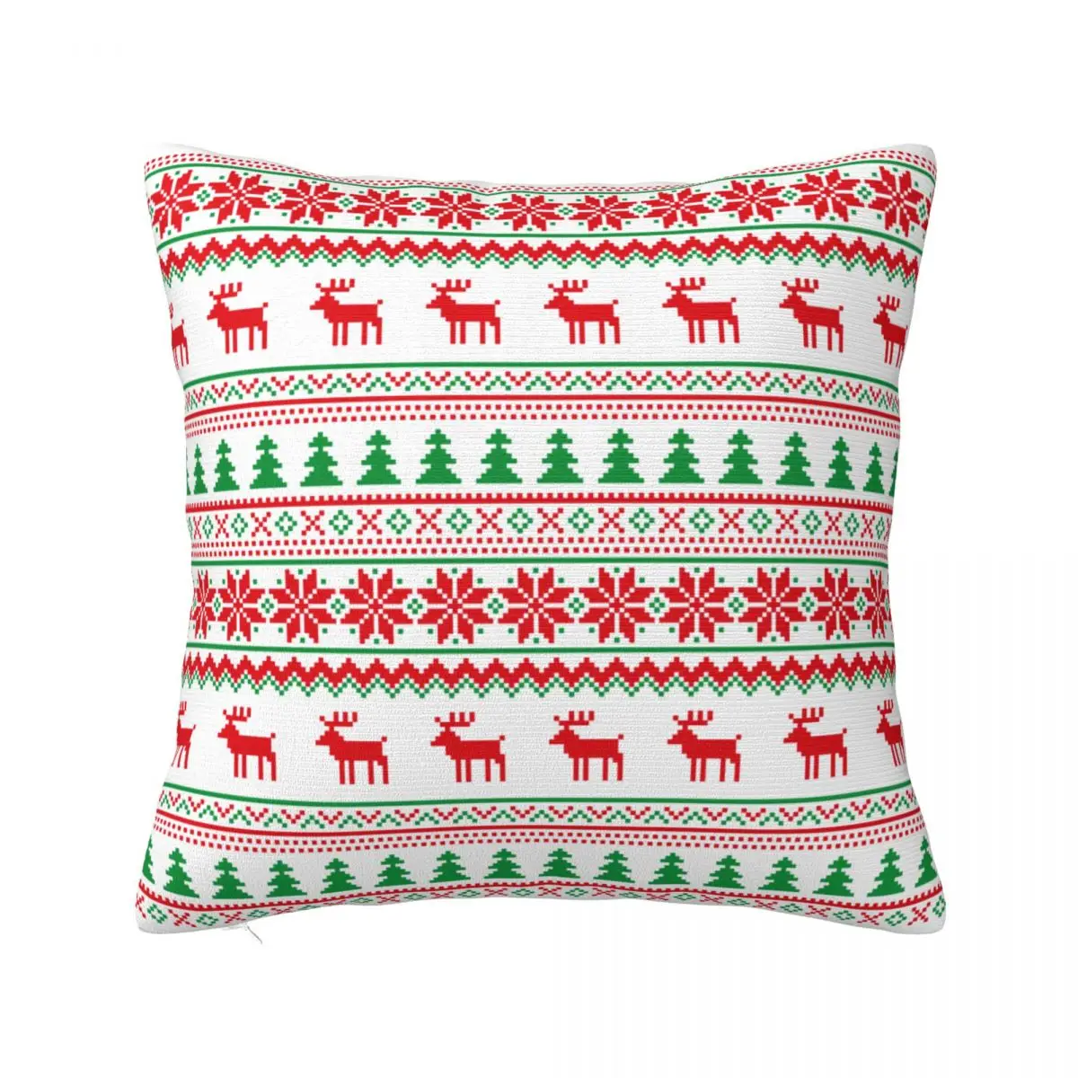 Decorative Pillow Cover Ugly Christmas Sweaters Print Living Room New Year Xmas Deer Pillow Case Cover Zippered Multi Size