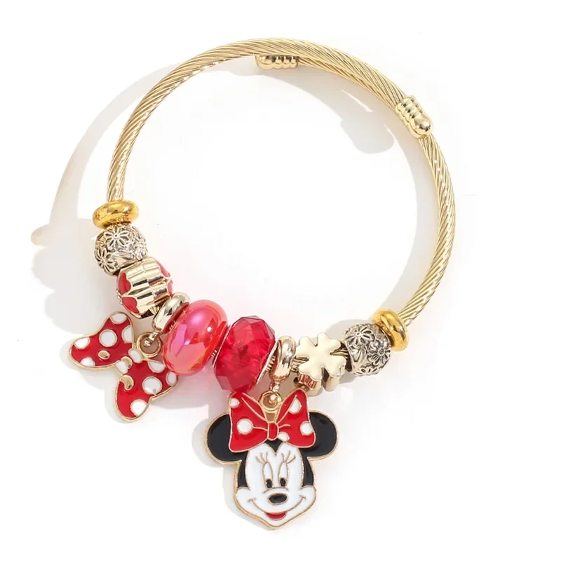 Disney Cartoon süße Mickey Minnie Maus Kopf Charm Armbänder für Frauen Mädchen Fans schöne DIY Perlen Hand Zubehör Geschenke