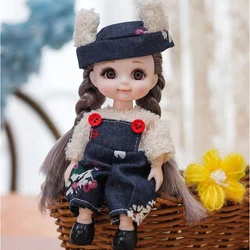 15cm Doll  1/12 Cute Girl BJD Dolls 13 Movable Joint DIY with Dress Children Toys Little Girl Birthday Christmas Gift