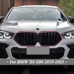 Car Front Bumper Grille Hood Grill For BMW X6 Series G06 2019-2023 Single/Dual Gloss Black Racing Grille Tuning Mesh Body Kits