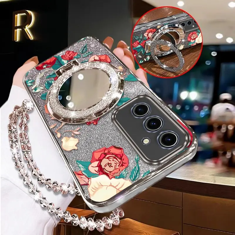 S24 Rose rosse Placcatura supporto cordino Cassa Del Telefono Per Samsung S24Ultra S20FE S21 S9 S8 M32 M31 M22 M13 M12 F22 F12 Nota 20 Copertura