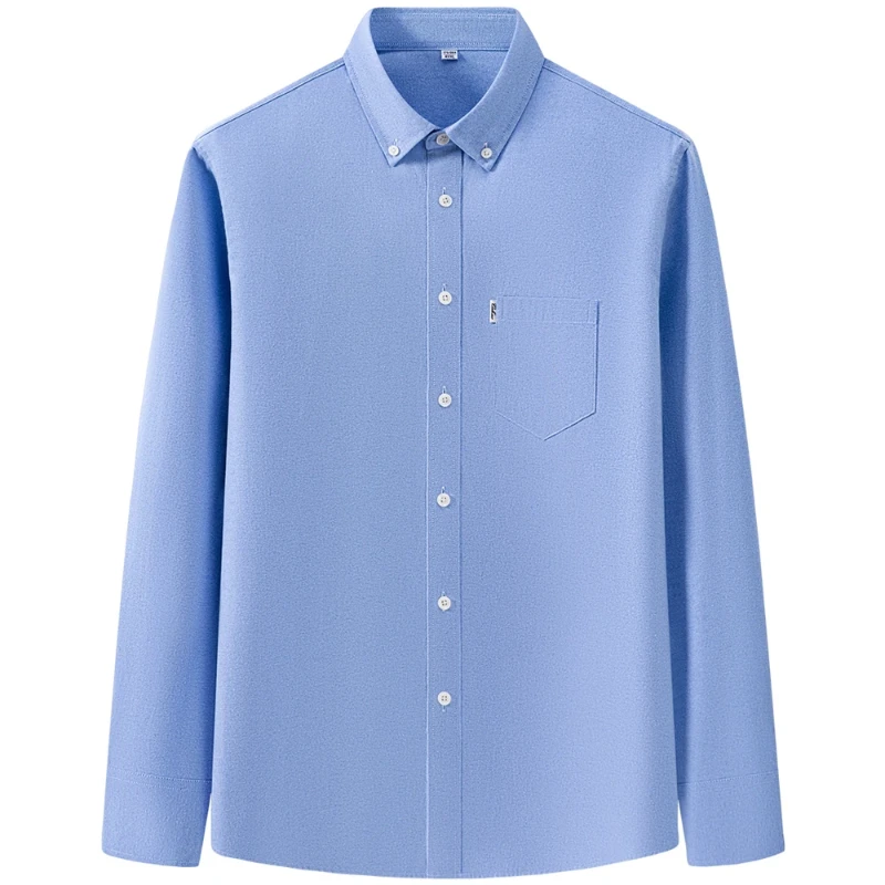 

S 4XL Рубашка с длинным рукавом Мужская рубашка из 100% хлопка с длинным рукавом Рабочая синяя белая рубашка Оксфорд Повседневная мужская социальная официальная классическая рубашка