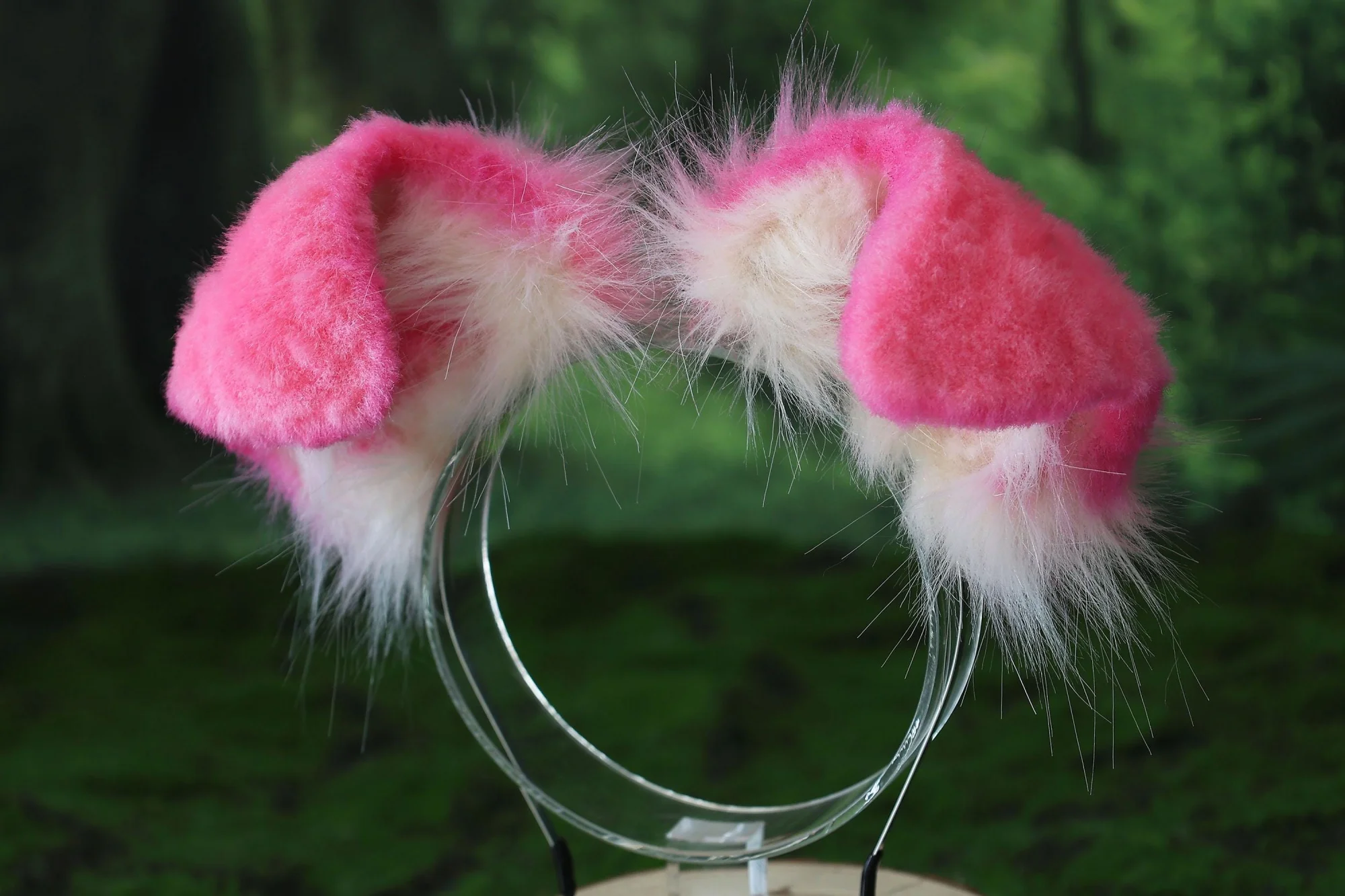 Pink white sheepdog ears and tail set, dog cosplay costume, animal ear headband, faux fur tail, Halloween accessories 3
