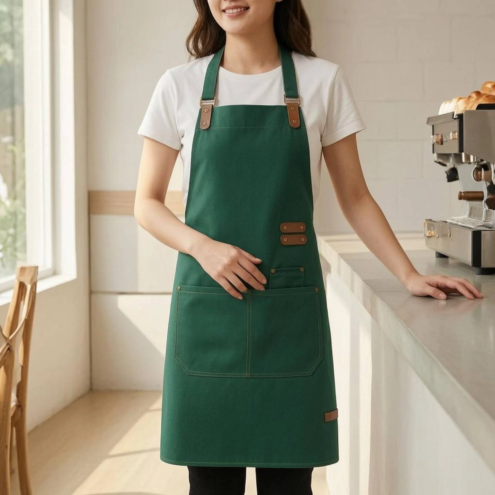 

Waterproof Work Apron Utility Pockets Anti-Splash Apron Safeguarding Clothing Water Repellent Workwear Double Stitched