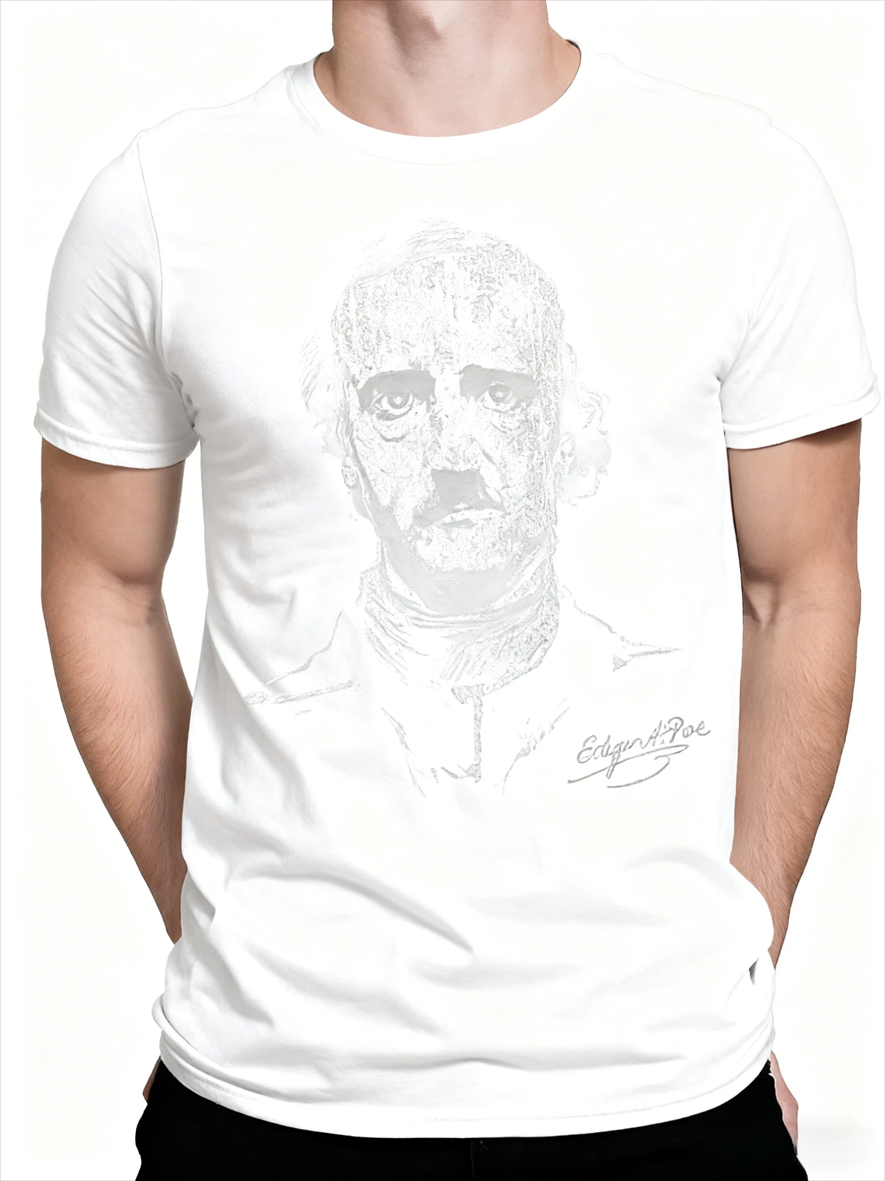Edgar Allan Poe Vintage T-Shirt Loose and Breathable Men's and Women's Same Crew Neck Pure Cotton T-shirt