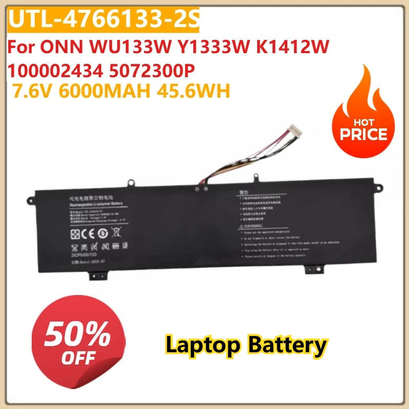 

UTL-4766133-2S 7.6V 6000MAH 45.6WH Laptop Battery For ONN WU133W Y1333W K1412W 100002434 5072300P