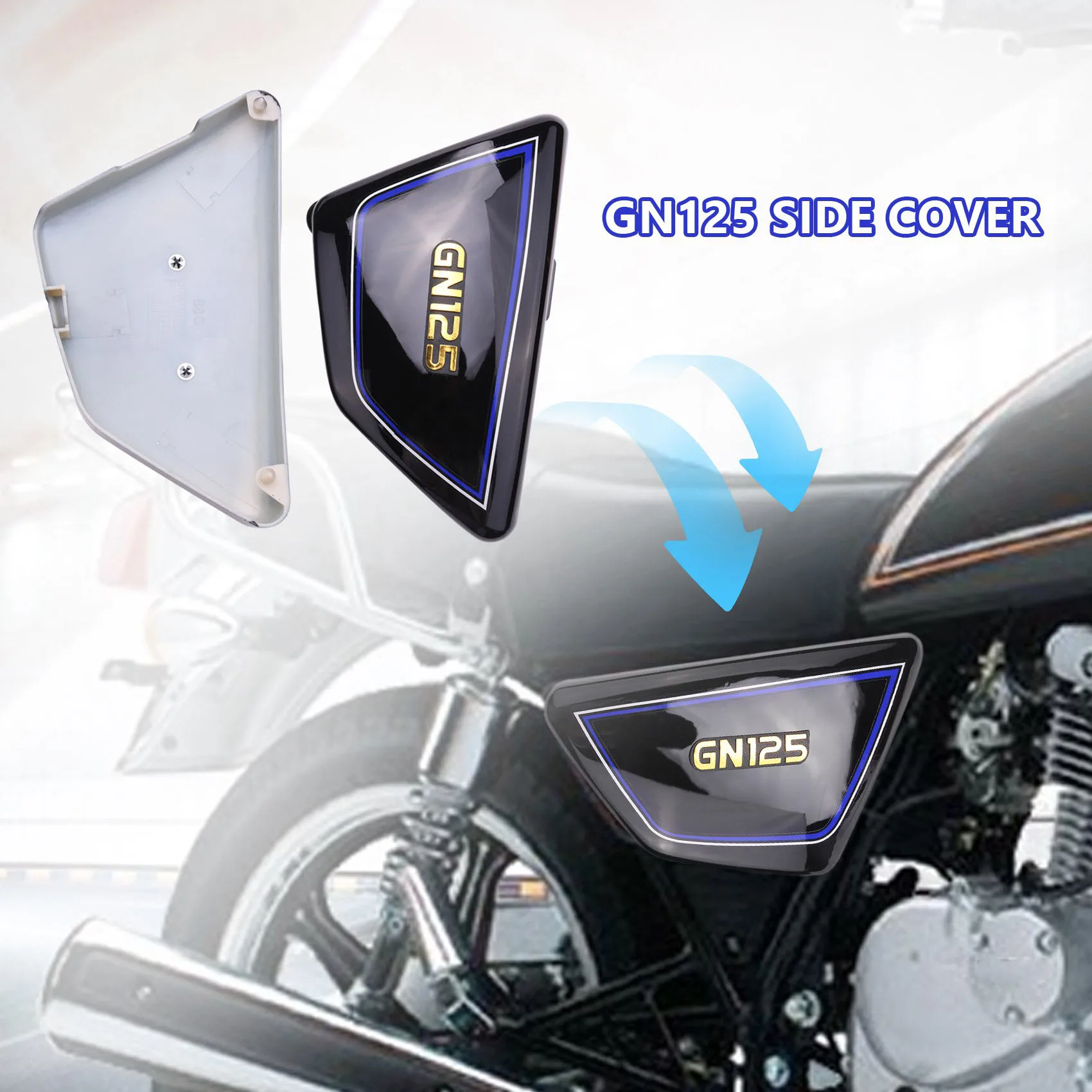 Black Motorcycle Battery Side Cover Frame Side Covers Panels for Suzuki GN125 GN 125