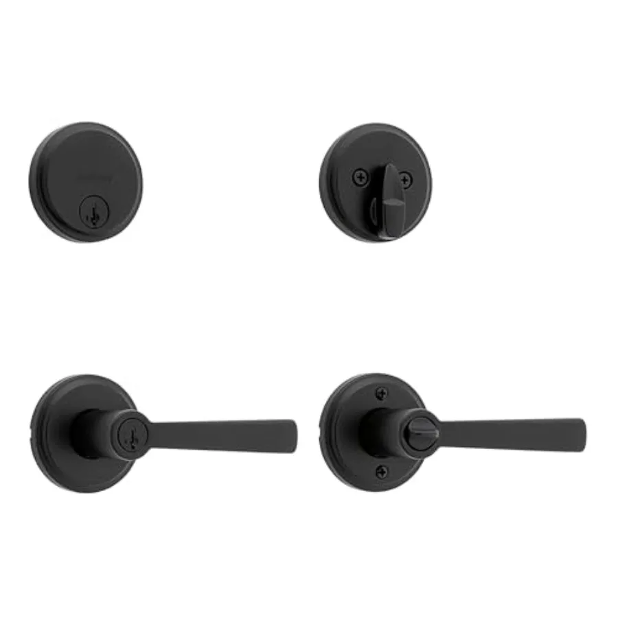 

Trafford Front Door Lock Handle and Deadbolt Combo Set,,Pick Resistant SmartKey Rekey Deadbolt Security, with Microban Protecti