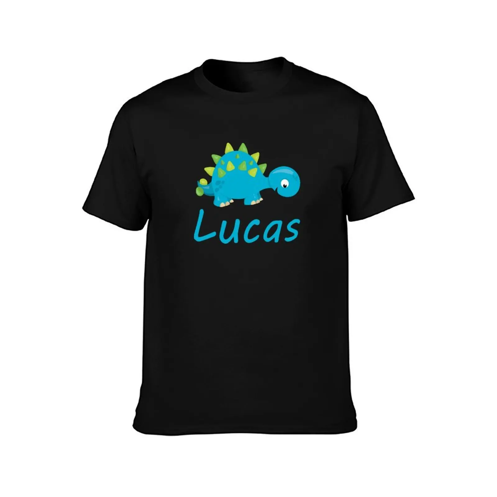 Lucas Dinosaur Dino for Boys Name Tag T-Shirt, Summer Casual Cotton Tee, Oversized Streetwear Tops, Vintage Graphic Print