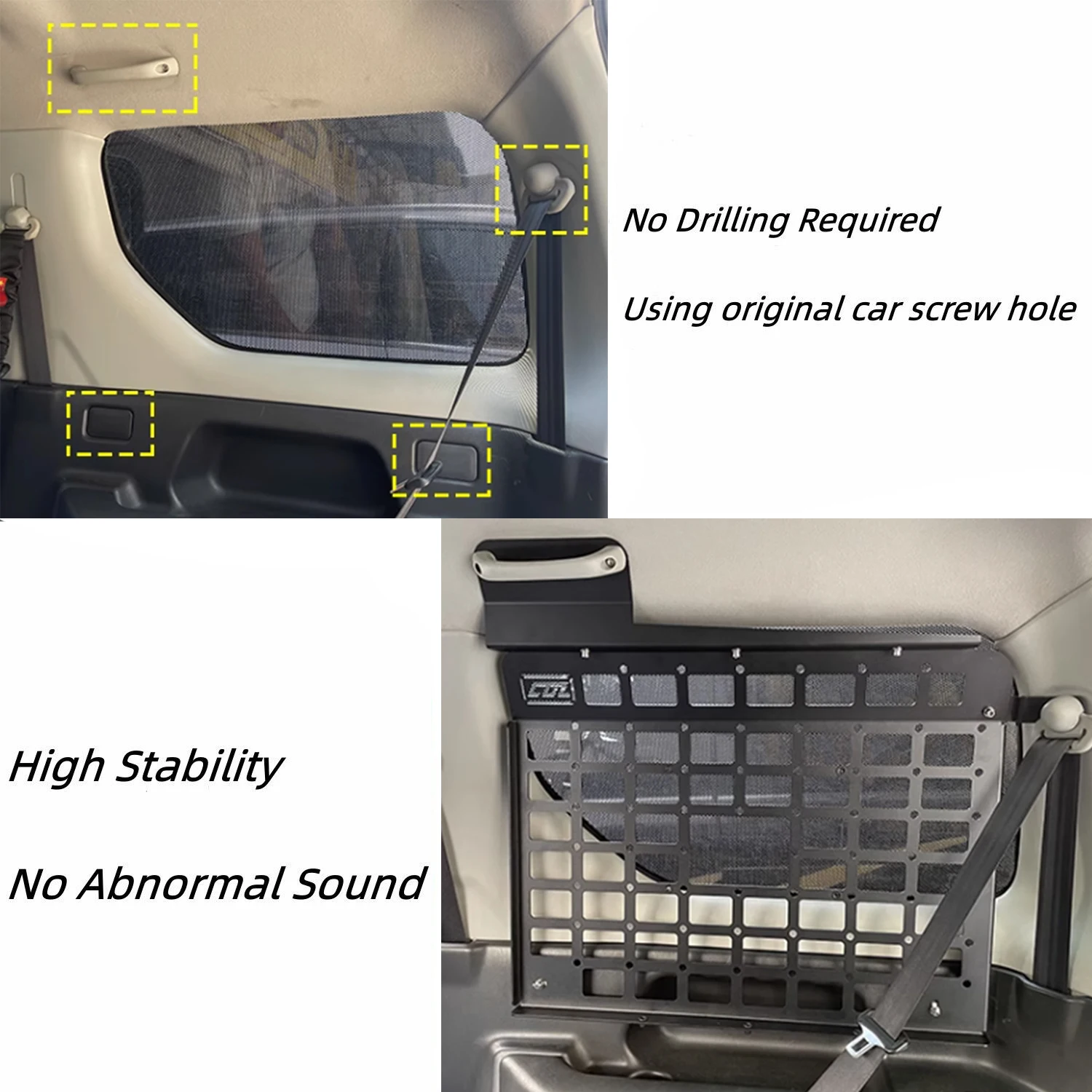 for Suzuki Jimny JB33 JB43 1998-2017 MOLLE Storage Panel Car Rear Trunk Side Window Shelf Debris Rack Interior Car Accessories