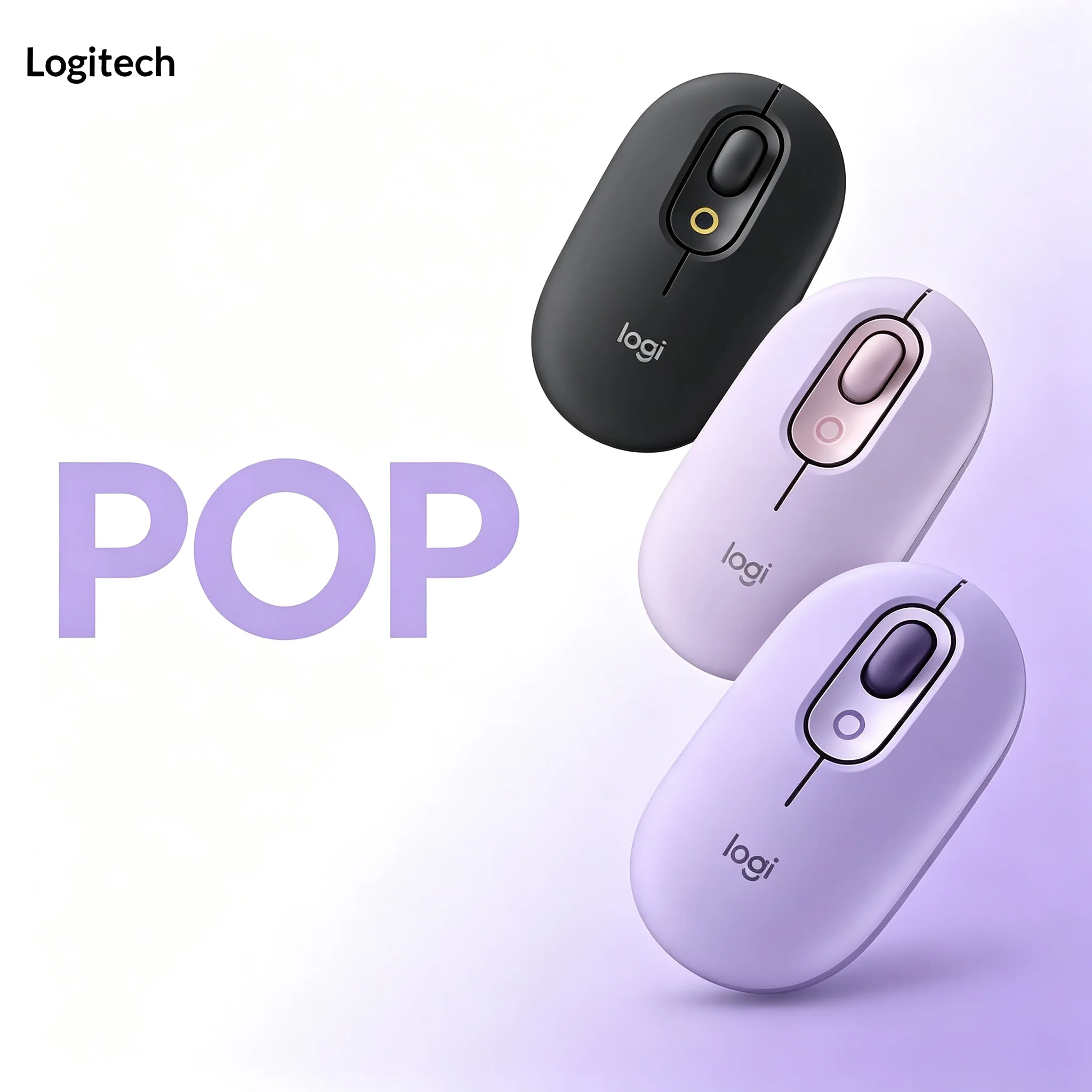 genuine Logitech POP Mouse Silent Bluetooth Mouse Lovely Pastel Hue Mice for Notebook PC