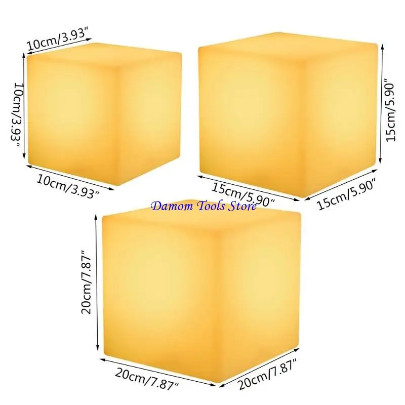 57BE Glowing Cube Square Stool LED Light Cube for Seat Chair Waterproof Rechargeable Lighting Sitting Stool Multipurpose for Bar