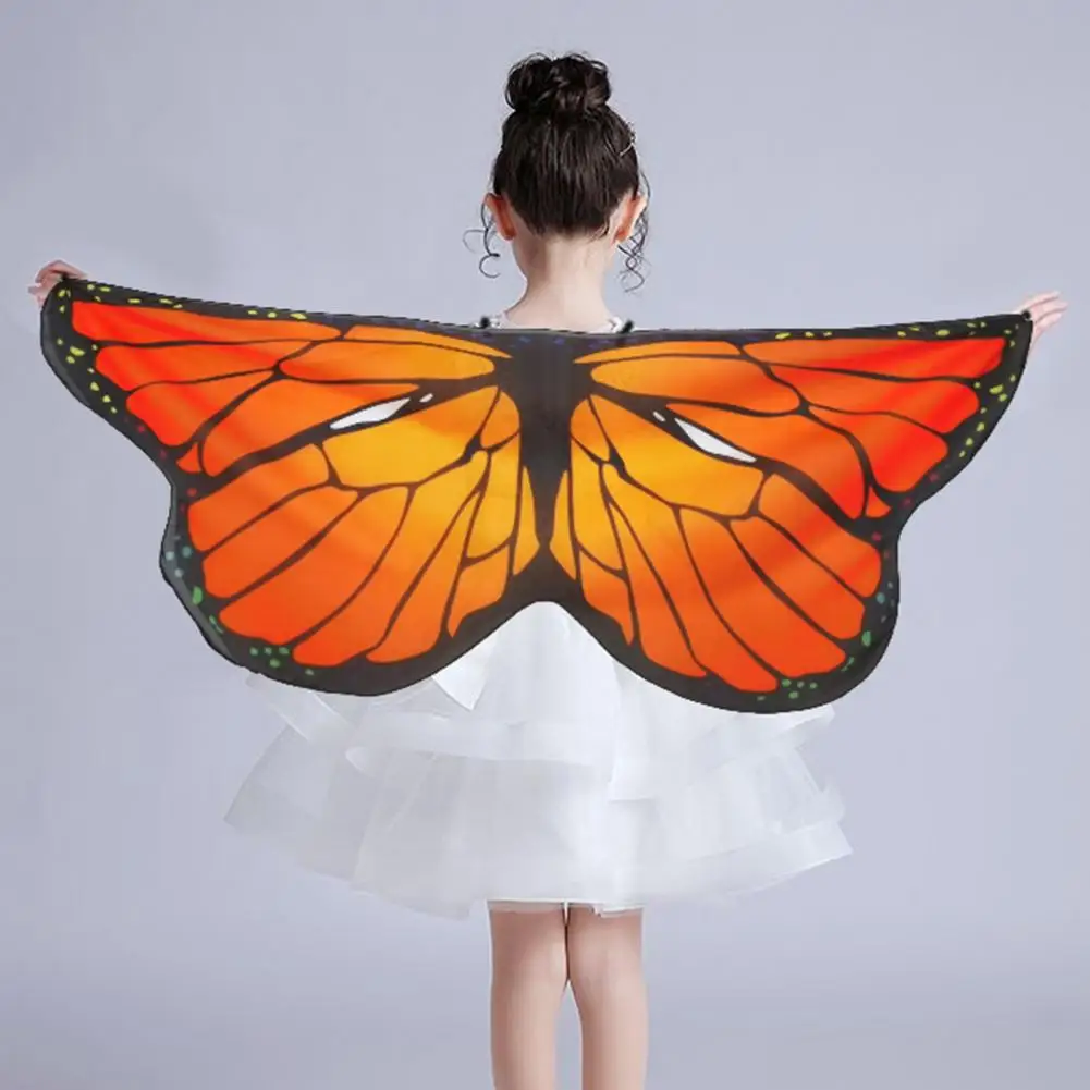 Kids Butterfly Wings Cloak Bright Color Chiffon Halloween Fairy Costume Girl Fairy Wings For Home Party Performance Decorations