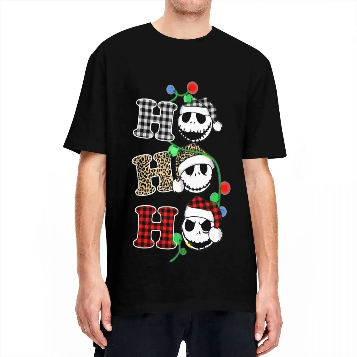 

Футболка большого размера Jack Skellington Ho Ho Merry Christmas Gifts Футболки из 100% хлопка Футболка «Кошмар перед Рождеством»