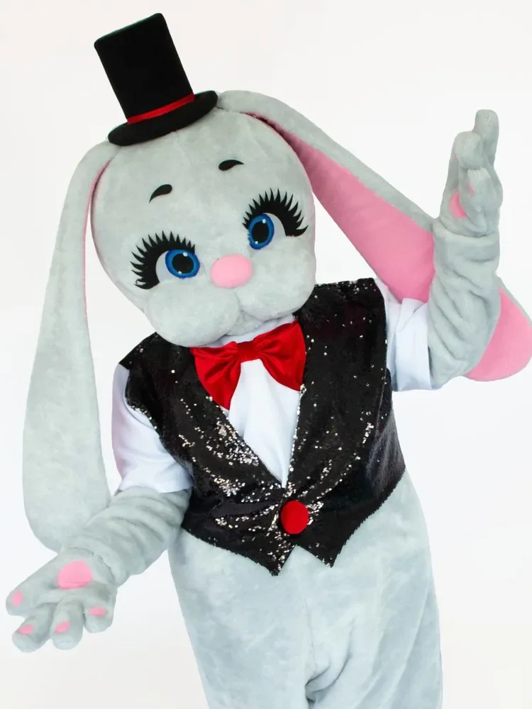 زي التميمة الفاخر على شكل أرنب عيد الفصح مع سترة سوداء وقبعة للبالغين في عيد الهالوين وعيد الميلاد ملابس تنكرية للحفلات #2