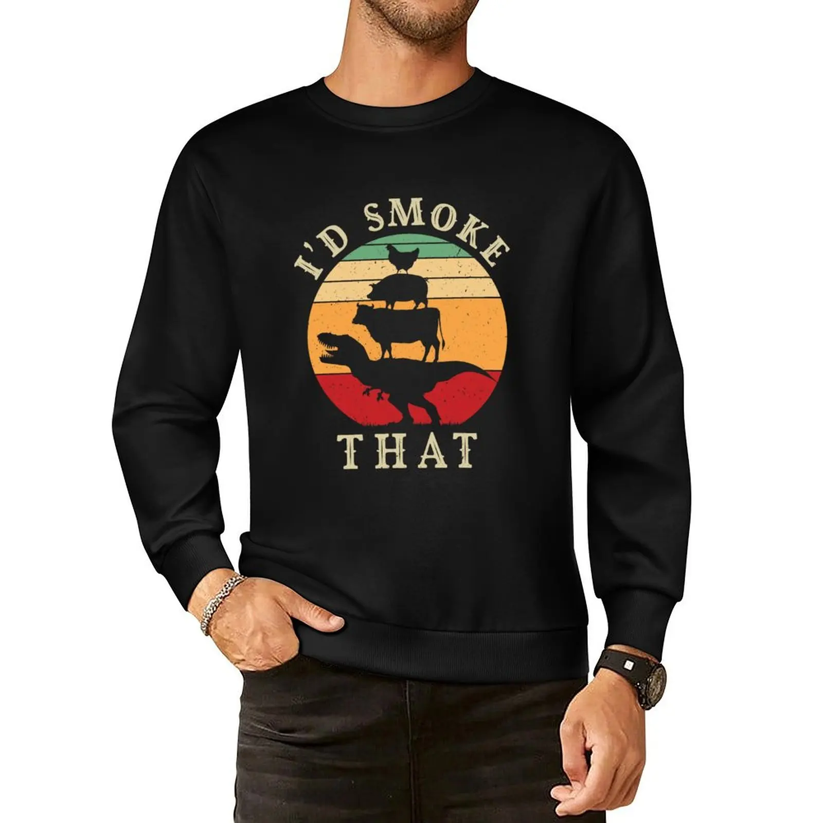 I'd Smoke That Perfect Pitmaster Gift Meat Grilling Barbecue Meat Smoker T-rex Pullover Hoodie winter clothes sweatshirt