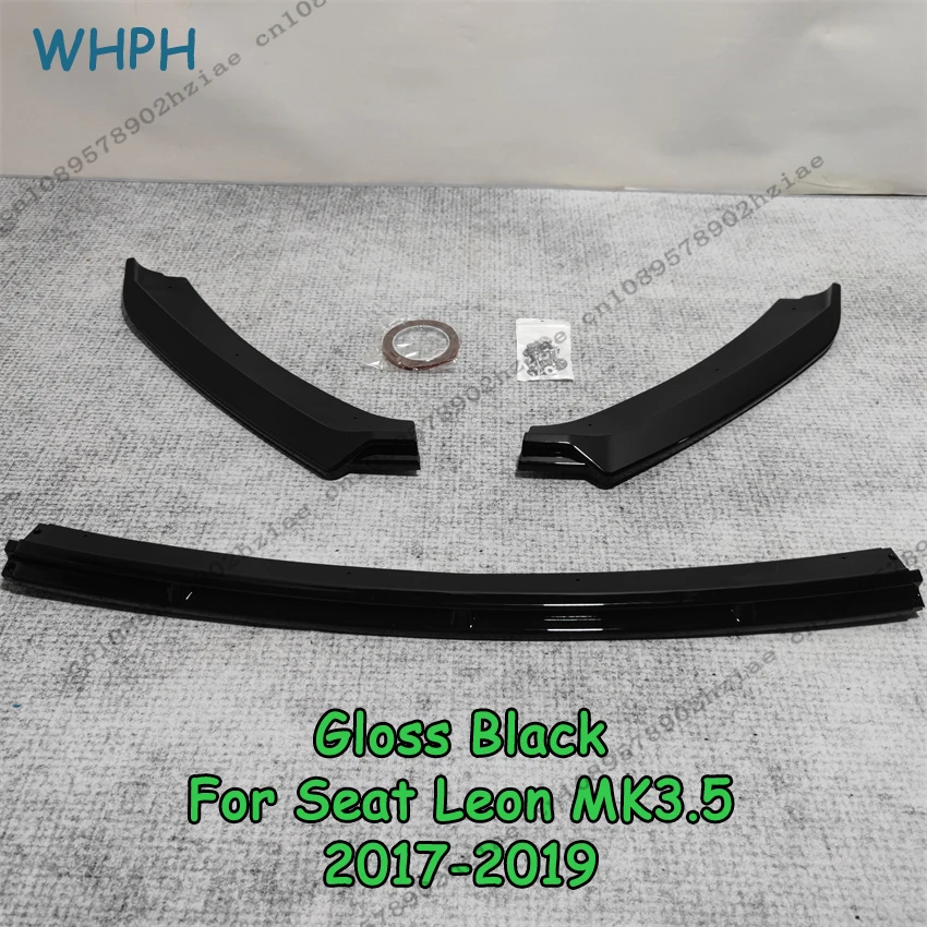 Gloss Black Front Bumper Lip Spoiler For Seat Leon MK3 MK3.5 2012-2019 ABS Spoiler Lip Diffuser Cover Tuning Custom Accessories