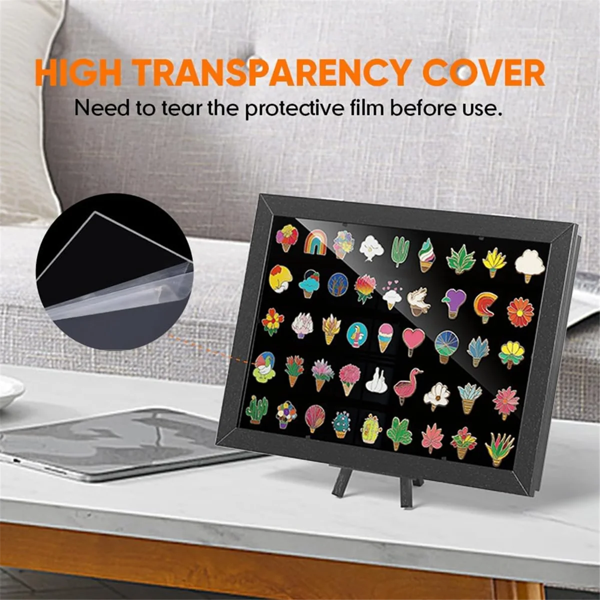 

A002 Enamel Pin Display Case, 12.91 X 9.45 Inch Pin Collection Display for Wall and Tabletop Display, Black Pin Display Board