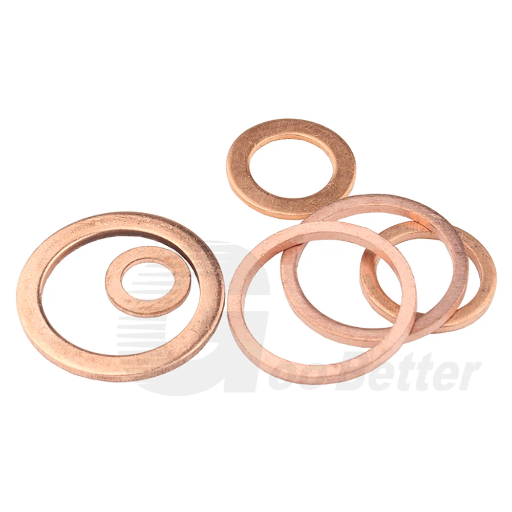 5-50 pz rame O-Ring rondella M10 M12 M14 M16 M18 M20 M22-M27 paraolio Shim guarnizione piatta O-Ring guarnizione pianura distanziatore rondella di fissaggio