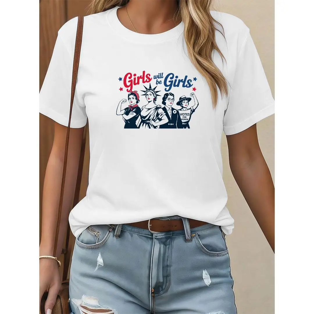 

Feminist T-shirt Women's Rights Graphic Tee Rosie the Riveter Print Vintage Style Tops Summer Casual Streetwear