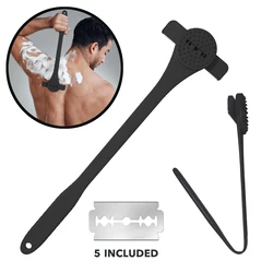 Maquinilla de afeitar de Gel de sílice con mango largo para hombre, afeitadora de espalda, cuchilla de afeitar, afeitadora de pelo corporal, recortadora de depilación de cuerpo completo