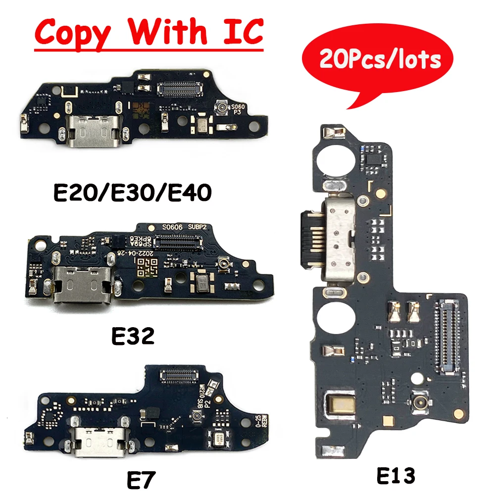 20Pcs，USB Charge Dock Socket Jack Connector Flex Cable For Moto E40 E20 E6 Plus E7 Power / One Fusion Charging Board Module