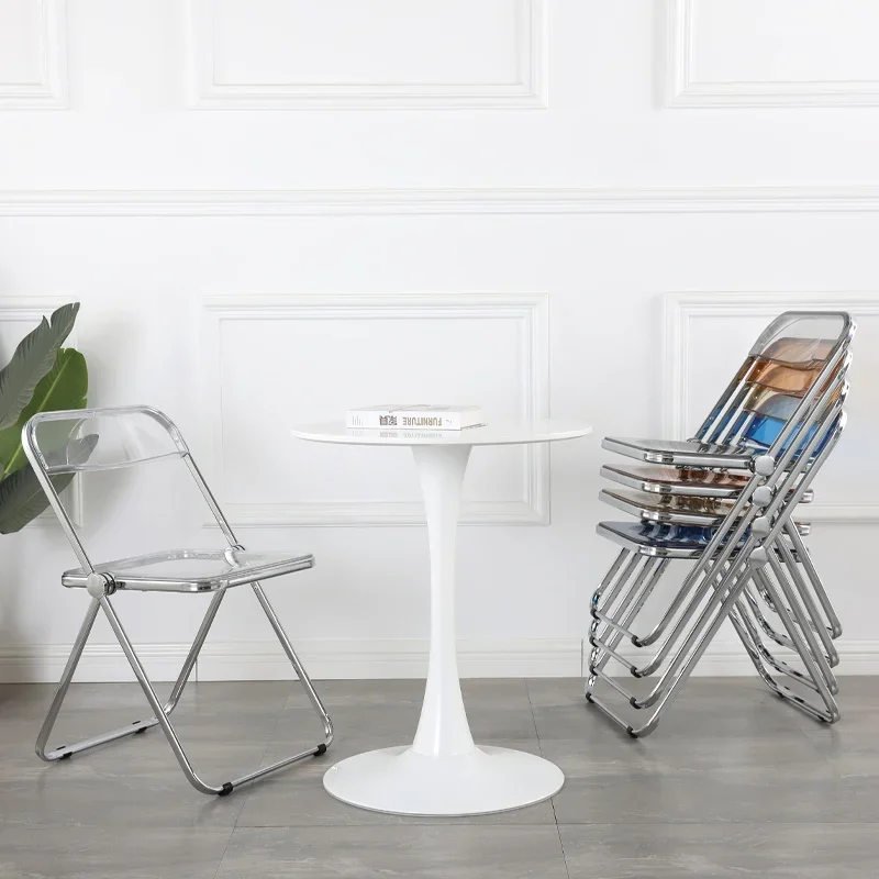 كرسي شفاف كرسي صور المشاهير على الإنترنت مقعد أنيق، كرسي أكريليك قابل للطي #4