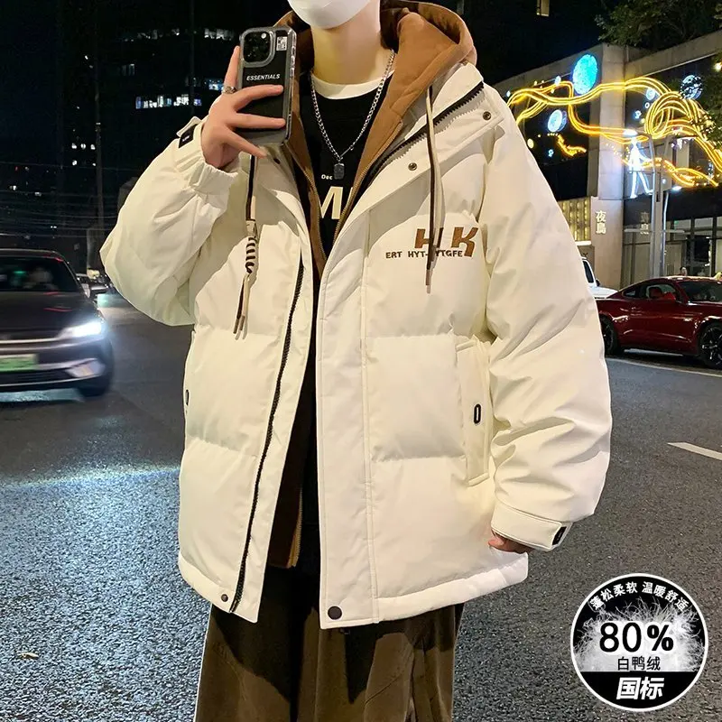 

High Quality Thicken Hooded White Duck Down Jackets 2025 Winter Men's Warm Puffer Coats Streetwear Windproof Padded Top Clothing