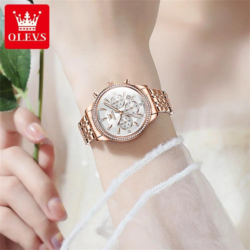 OLEVS 5582 Women\'s Watches Fashion Original Wristwatch Waterproof Luminous  Multifunctional Chronograph Quartz Ladies Watches