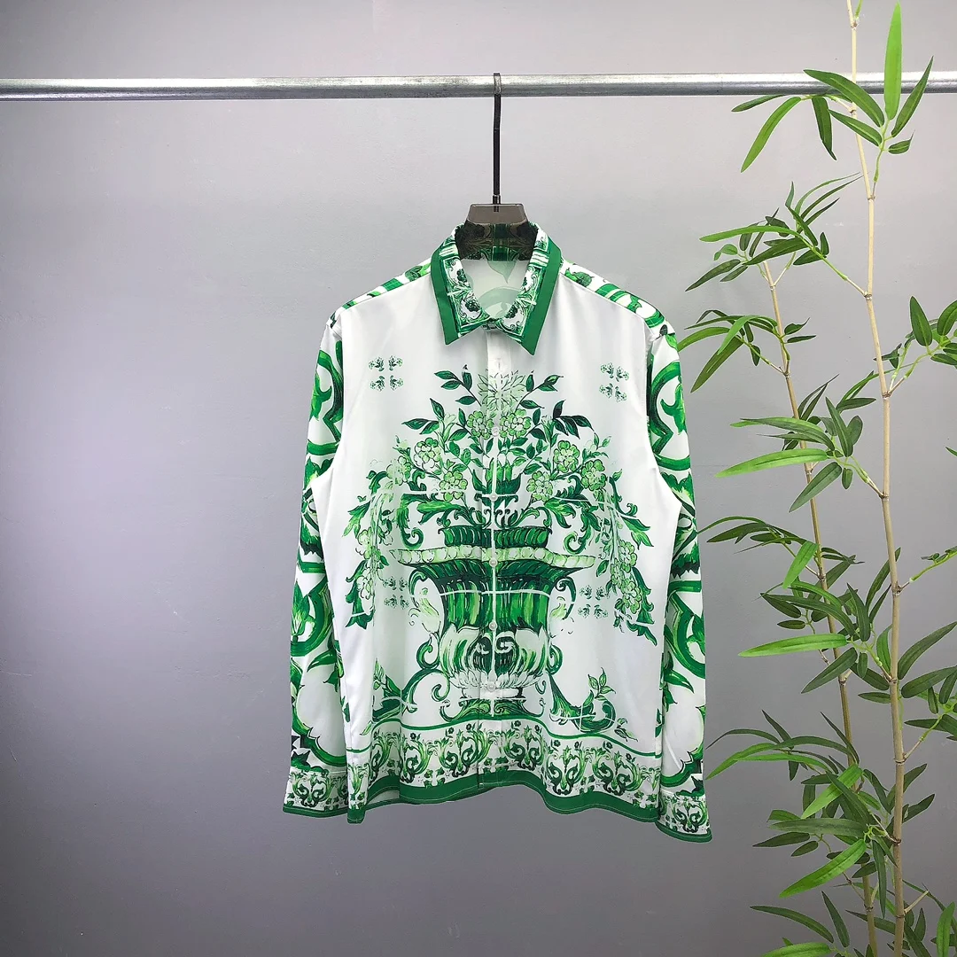 

Versatile Long Sve irt ex Summer New Sle Printed Front Ba Pattern Cotton Polyester Blend Cool Feeling Youth Faion