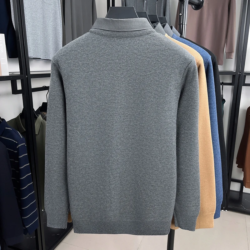 Hochwertiger Herren-Pullover, Winter, Neues Samt-Modell, Verdickt, Warm, Hemdkragen, Modemarke, Cartoon-Hund-Stickerei, Lässiger Strickpullover – Detail 29