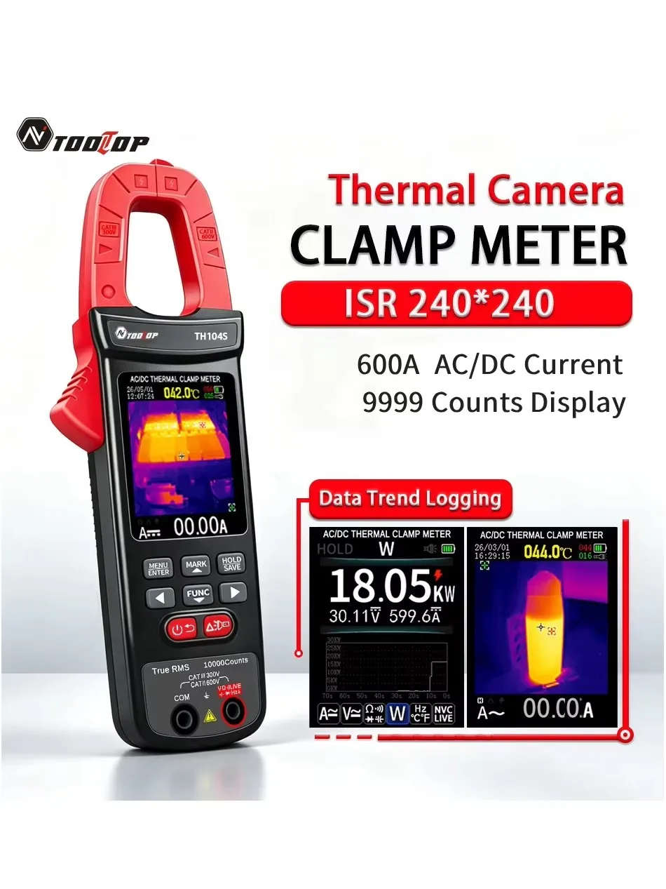 TH104S Thermisches Klemmamperemeter 10000 Messungen AC/DC Strom Spannung Leistungsmessung ISR240*240 Wärmebildkamera Elektrische Inspektionswerkzeuge