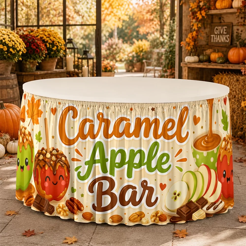 1 tablecloth table skirt, honey apple bar autumn harvest pie dessert table decoration