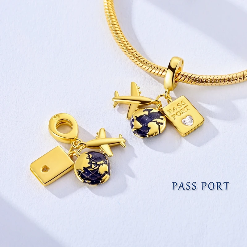 الأصلي 925 سحر جديد عناصر الذهب الوردي قلادة الخرز يناسب سوار الإسورة قلادة للمرأة الفاخرة DIY بها بنفسك صنع المجوهرات هدية