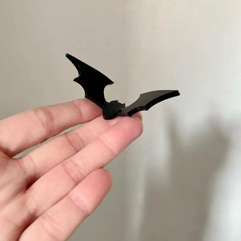 

Bat Cupcake Topper 3D Black Acrylic Bat Shape Cake Topper Cupcake Decorations Vivid Halloween Decorations Scary Prank Toys Happy