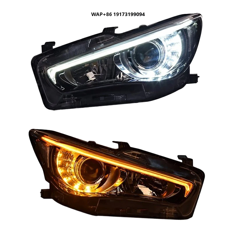 

Для Infiniti-Q50 2014 2019, светодиодные фары, обновленные автомобильные аксессуары, детали, головные фары проектора, линзы проекторов