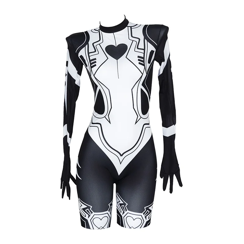 

Cyberpunk Cosplay Costume Women Cute Sexy Printed Full Body Jumpsuit Mecha Agent Uniform Bodysuit Mechanical Mech Warrior Tights