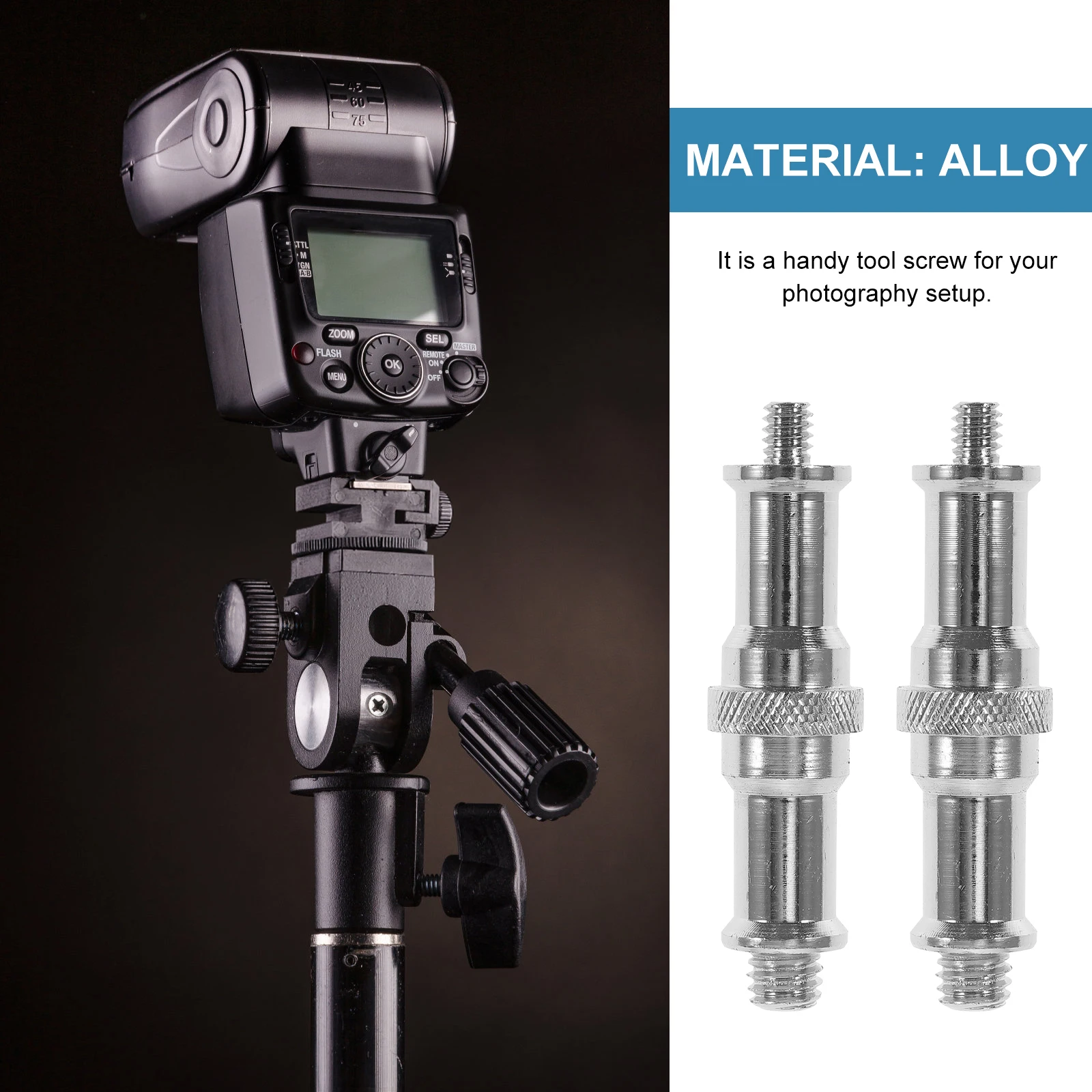 

2 Pcs Adapter Spigot Stud Screw Flash Light Stand Studs Camera Studio Threaded