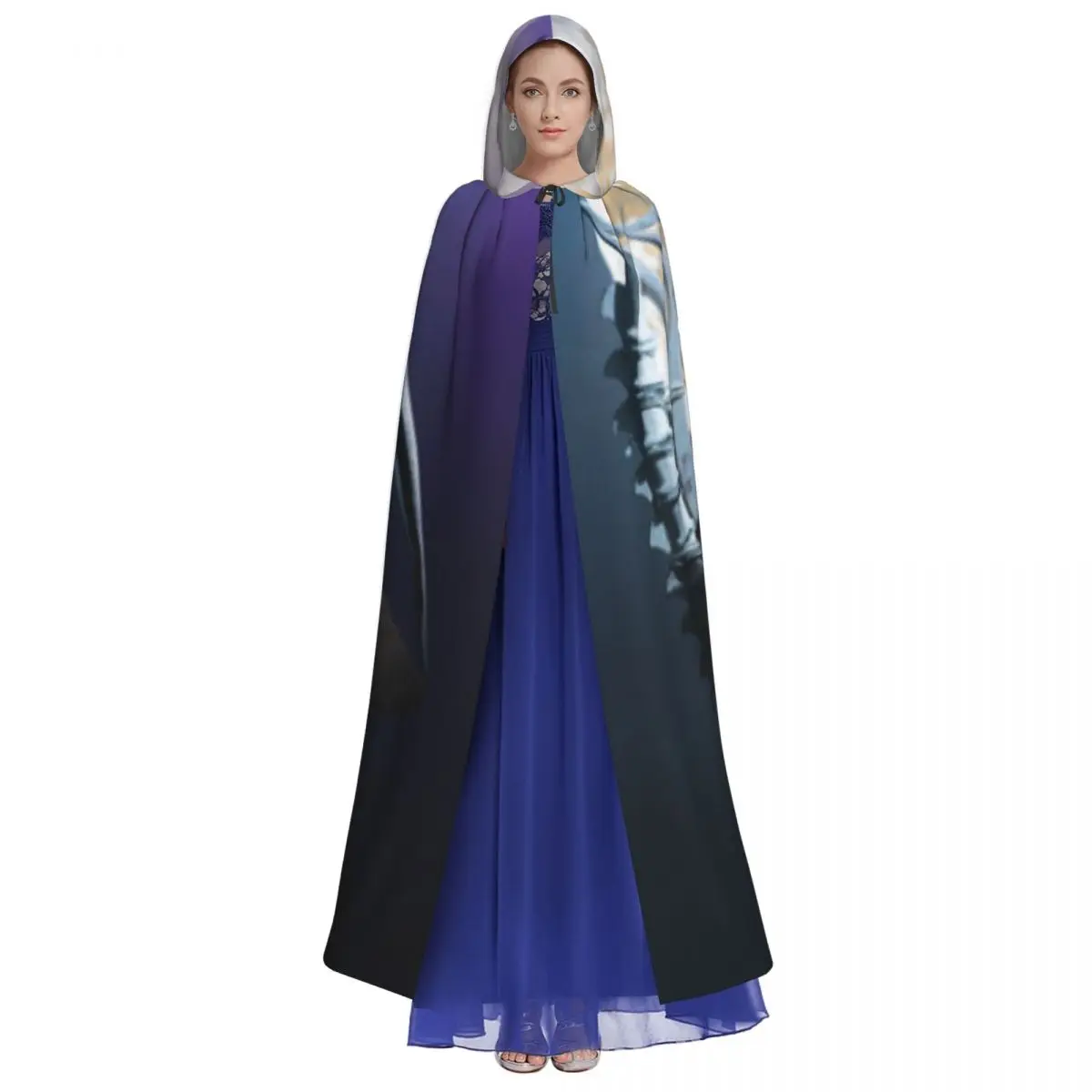 Ghost With Scythe Hooded Cloak Coat Halloween Cosplay Costume Vampire Devil Wizard Cape Gown Party