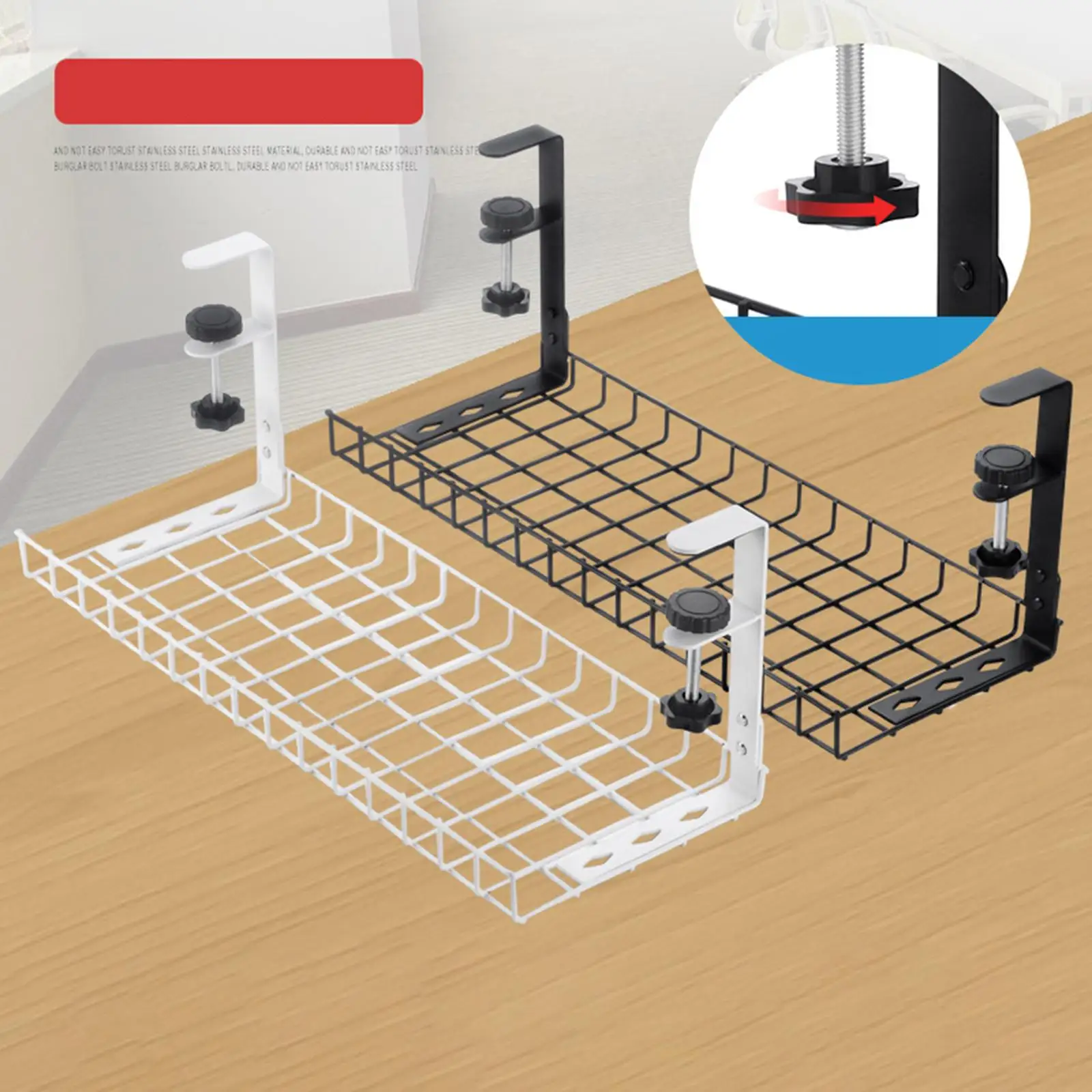 under Desk Cable Management Tray Wire Management, Durable Shelf, Sturdy Portable