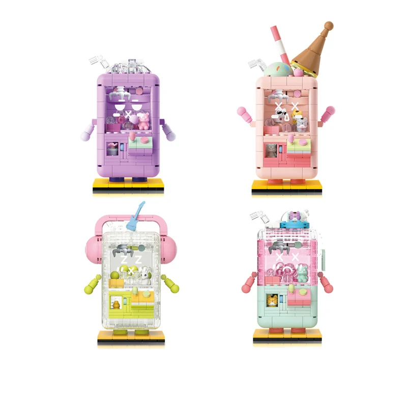 Creative MOC Game LOZ Mini Diamond Building Block Lovely UFO CATCHER Bricks Machines Assemble Model Toys For Kids Gifts