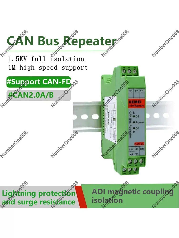 CAN Bus Isolator Module, 1 Input 1 Output CAN FD Repeater Isolation Barrier, Industrial Communication Repeater 24V